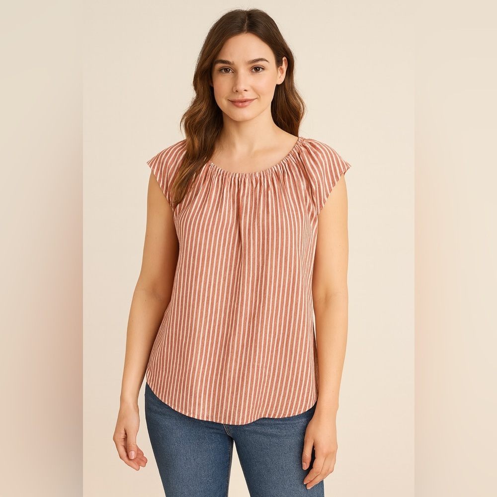 LC Lauren Conrad Sleeveless Bow Tie Stripe Top Size Medium